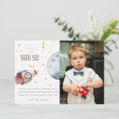 Schattige Outer Space Sterren Planeten Verjaardag  Bedankkaart (Staand voorkant)