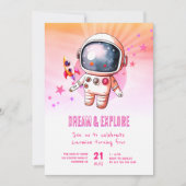 Schattige Outerspace Ontdek 4e verjaardag Kaart (Voorkant)