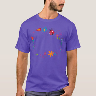 Schattige ovaal lijst met bloemetjes lieveheersbee t-shirt