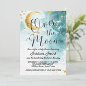 Schattige Over De Maan Baby Shower Kaart (Staand voorkant)