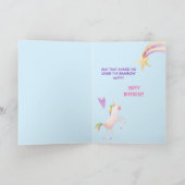 Schattige over de Rainbow Unicorn Verjaardag Kaart (Binnen)