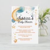 Schattige over het Moon Baby shower Kaart (Staand voorkant)