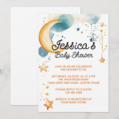 Schattige over het Moon Baby shower Kaart (Voorkant / Achterkant)