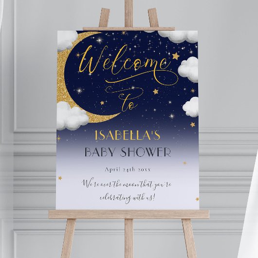 Schattige Over the Moon Baby shower Welkom Poster