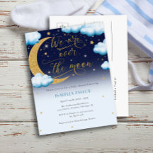 Schattige Over the Moon Blue Boy Baby shower