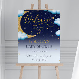 Schattige Over the Moon Boy Baby shower Welkom Poster