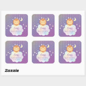Schattige Over the Moon en Stars Lion Cub Baby sho Vierkante Sticker (Vel)