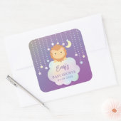 Schattige Over the Moon en Stars Lion Cub Baby sho Vierkante Sticker (Envelop)