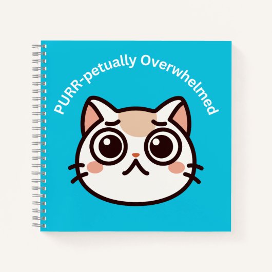 Schattige Overweldigde Kat Notitieboek (Voorkant)