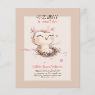 Schattige OWL Baby shower Girls of Boys Invitation Flyer