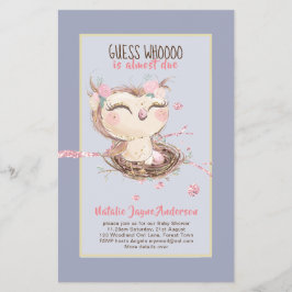 Schattige OWL Baby shower Girls of Boys Invitation Flyer