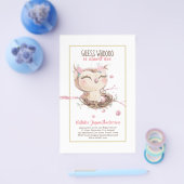 Schattige OWL Baby shower Girls of Boys Invitation Flyer (Enkel)