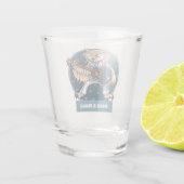 Schattige Owl Rock & Roll Cartoon zangeres met git Shot Glas (Achterkant)