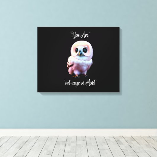 Schattige owl Wall Art Canvas Afdruk (Insitu (Houten vloer))