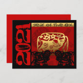 Schattige Ox Chinees Jaar 2021 Zodiac Verjaardag H Feestdagenkaart (Voorkant / Achterkant)