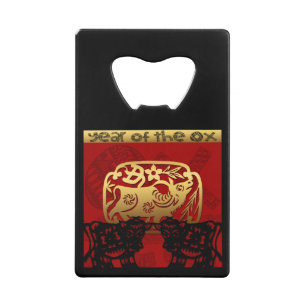 Schattige Ox Chinees Jaar Zodiac Verjaardag SSBO Creditkaart Flessenopener