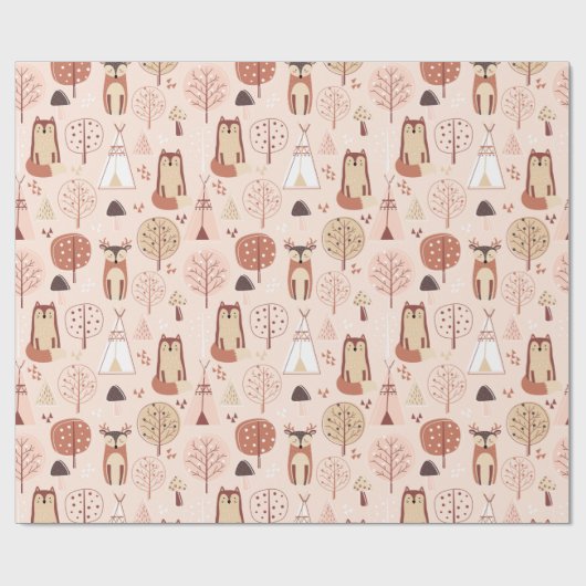 Schattige oxen en deer cadeaupapier (Vlak)