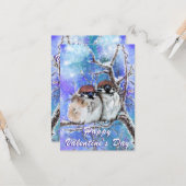 Schattige Paar Bird Valentijnsdag Kaart (Voorkant / Achterkant in situ)