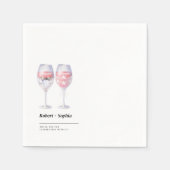 Schattige Paar Bruiloft Wijnglas Wit Minimalist Servet (Voorkant)