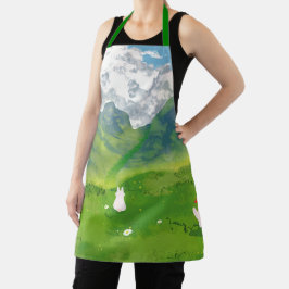 Schattige paar Bunny in Mountain Uitzicht Schort