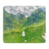 Schattige paar Bunny in Mountain Uitzicht Snijplank (Voorkant)