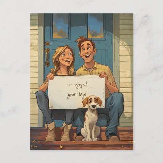 Schattige Paar en de Puppy Briefkaart (Voorkant)