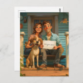 Schattige paar en hun hond briefkaart (Voorkant / Achterkant)