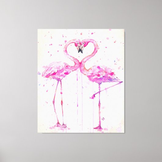 Schattige Paar Flamingo Liefde Print Kunst (Voorkant)