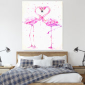 Schattige Paar Flamingo Liefde Print Kunst (Insitu (Slaapkamer))