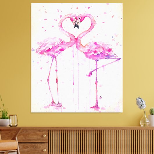 Schattige Paar Flamingo Liefde Print Kunst (Insitu (Woonkamer))