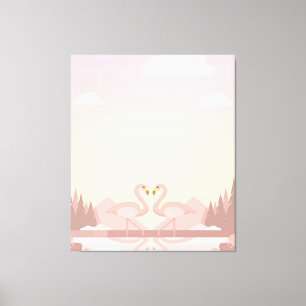 Schattige Paar Flamingo Vogels Gifts Lover Canvas Afdruk