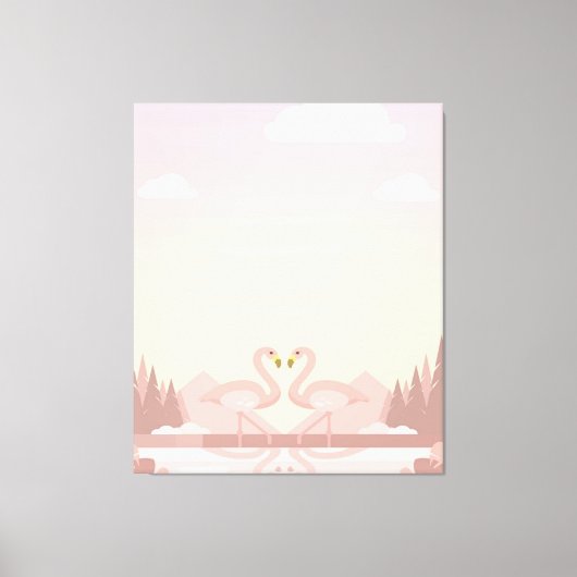 Schattige Paar Flamingo Vogels Gifts Lover Canvas Afdruk (Voorkant)