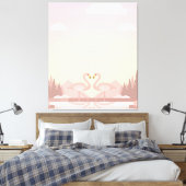 Schattige Paar Flamingo Vogels Gifts Lover Canvas Afdruk (Insitu (Slaapkamer))