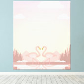 Schattige Paar Flamingo Vogels Gifts Lover Canvas Afdruk (Insitu (Houten vloer))