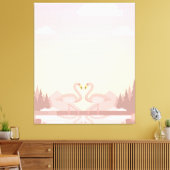 Schattige Paar Flamingo Vogels Gifts Lover Canvas Afdruk (Insitu (Woonkamer))
