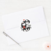 Schattige paar geliefden ronde sticker (Envelop)