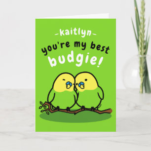 Schattige paar groene budgies grappige vriendschap kaart