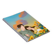 Schattige paar in een zonnebloemkamp notitieboek (Rechterzijde)