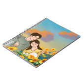 Schattige paar in een zonnebloemkamp notitieboek (Linkerzijde)