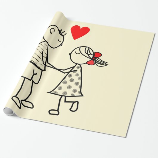 Schattige paar inpakpapier (Uitgerold)