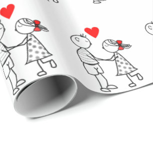 Schattige paar inpakpapier
