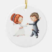 Schattige paar kerst bruiloft keramisch ornament (Voorkant)