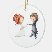 Schattige paar kerst bruiloft keramisch ornament (Links)