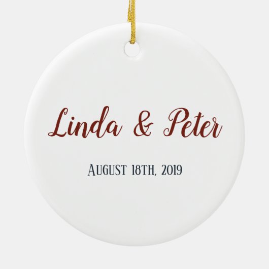 Schattige paar kerst bruiloft keramisch ornament (Achterkant)