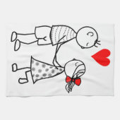 Schattige paar keuken handdoek liefde (Horizontaal)