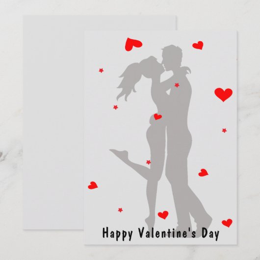 Schattige paar kus minimalistische Valentijnsdag K Feestdagenkaart (Voorkant / Achterkant)