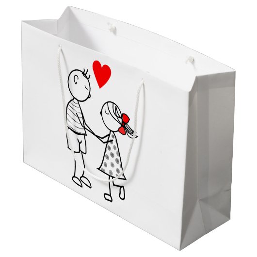 Schattige Paar Liefde Gift Bag - Groot Cadeauzakje (Achterkant Gekanteld)