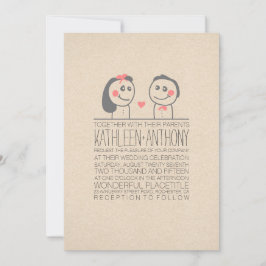 Schattige paar moderne huwelijksuitnodiging kaart