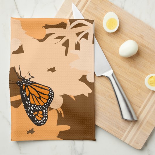 Schattige paar monarchvlinders Sinaasappel Theedoek (Quarter Fold)