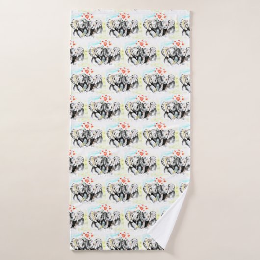 Schattige paar olifant badhanddoek (Badhanddoek)